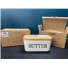 Image 1 : Lot of 2 Ceramic Butter Dishes/Containers w/ Butter Knife