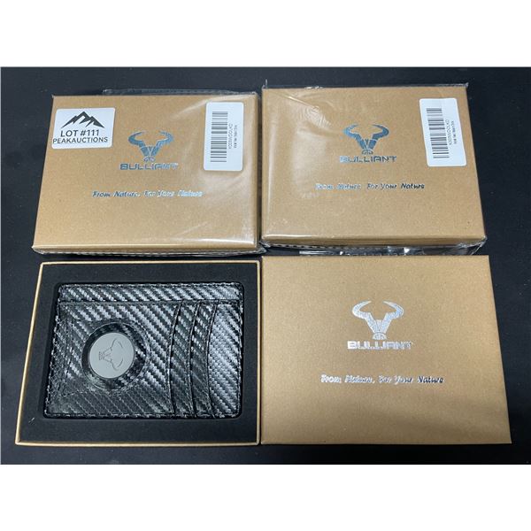 Lot of 3 Bulliant Slim Carbon Fiber Mens Wallets w/ Airtag Pocket