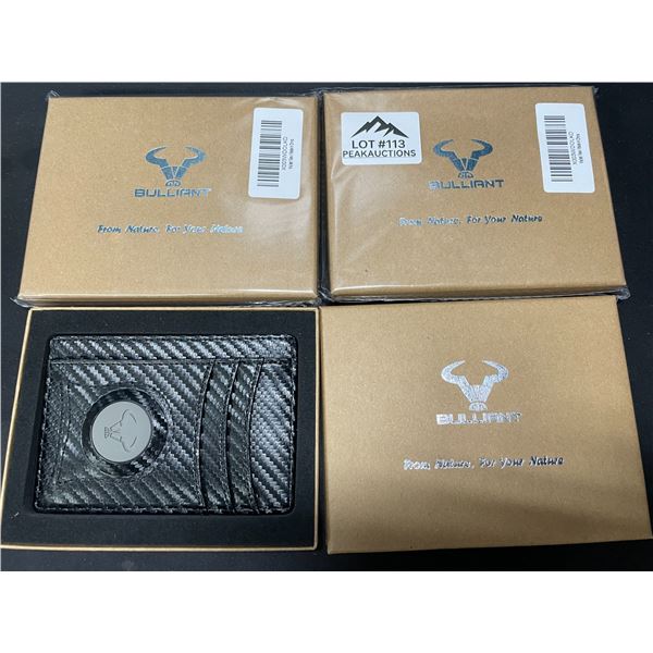 Lot of 3 Bulliant Slim Carbon Fiber Mens Wallets w/ Airtag Pocket