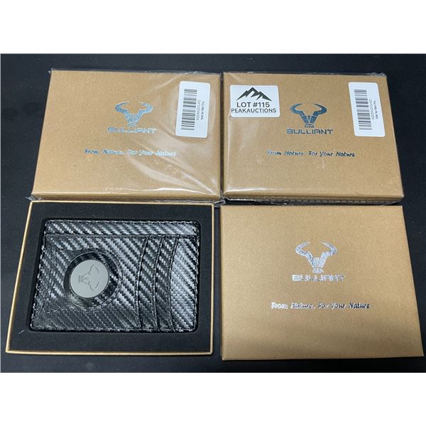 Lot of 3 Bulliant Slim Carbon Fiber Mens Wallets w/ Airtag Pocket