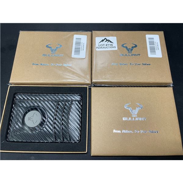 Lot of 3 Bulliant Slim Carbon Fiber Mens Wallets w/ Airtag Pocket