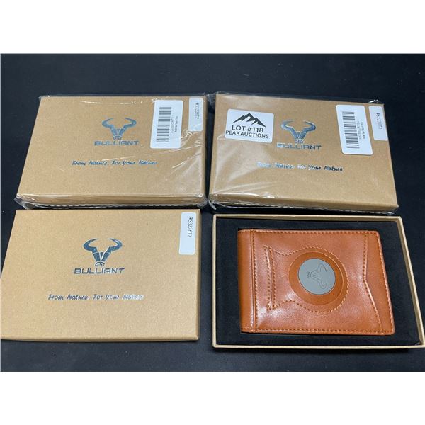 Lot of 3 Bulliant Mens Wallets w/ Airtag Pocket - Brown Leather