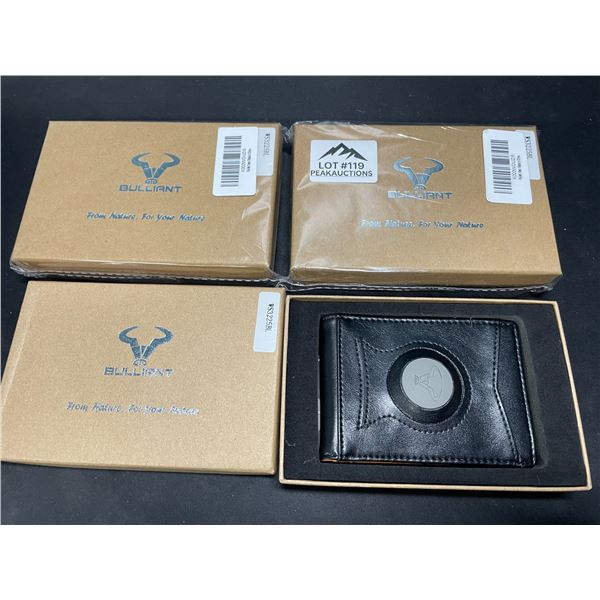 Lot of 3 Bulliant Mens Wallets w/ Airtag Pocket - Black Leather