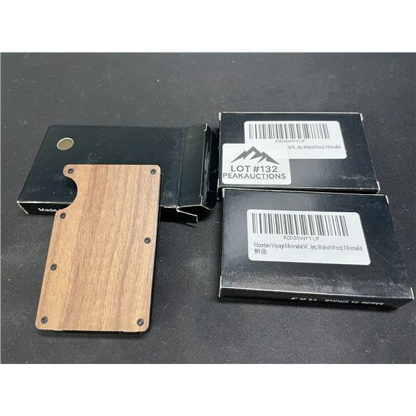 Lot of 3 Mountain Voyage Minimalist Mens Wallets - Walnut Wood Colour