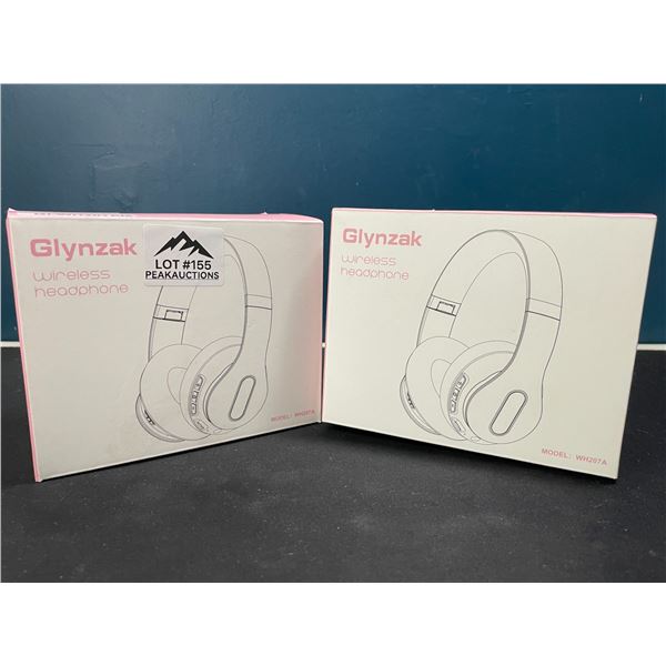 Lot of 2 Glynzak Wireless Bluetooth Over Ear Headphones - 65hr music/talk time! - Rose Gold