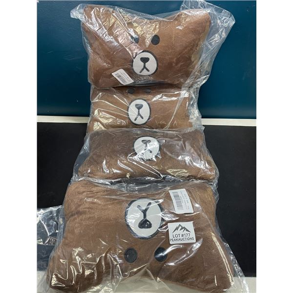 Lot of 2 Sets of Car Headrest Pillows - 2pcs per pack/4 total - Bear Design