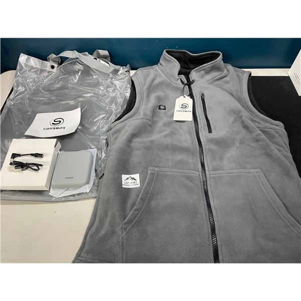 Lot of 1 Songway Heated Fleece Vest w/ Rechargeable Power Bank - Size Large