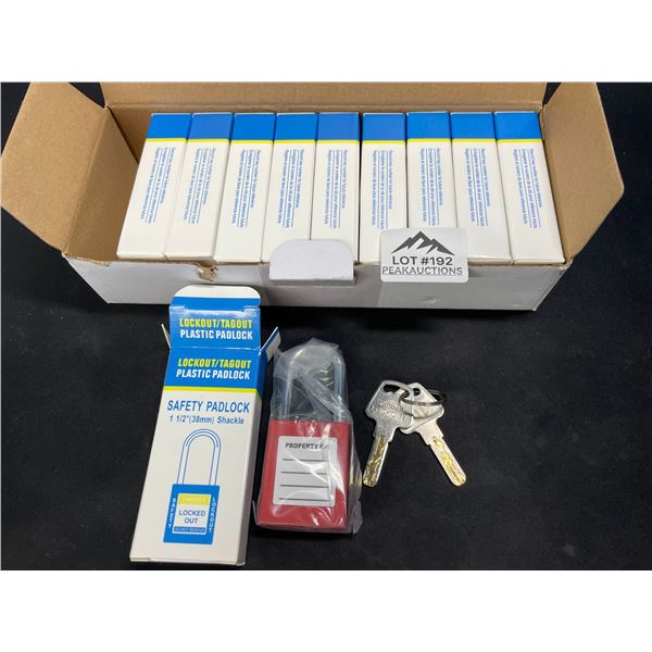 Lot of 1 Box of 1 1/2" Safety Padlocks w/ Keys - 10 Pack