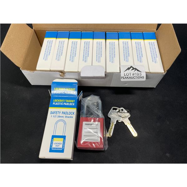 Lot of 1 Box of 1 1/2" Safety Padlocks w/ Keys - 10 Pack