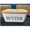 Image 2 : Lot of 2 Ceramic Butter Dishes/Containers w/ Butter Knife