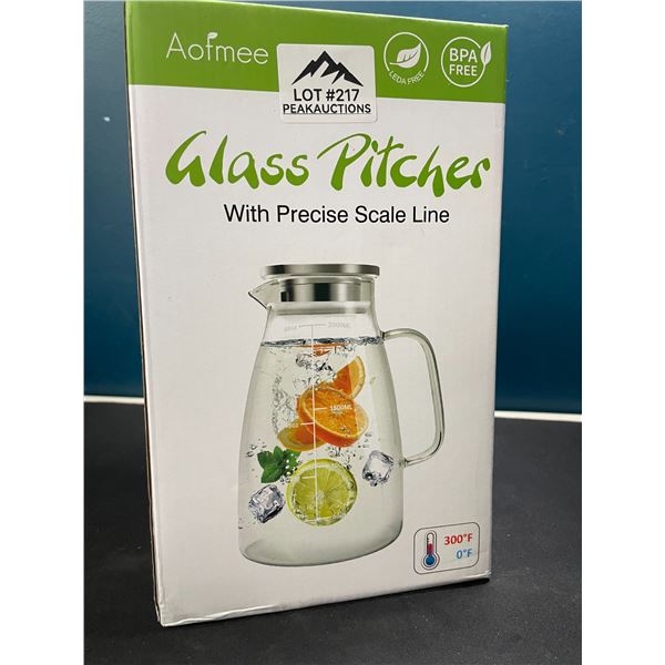 Lot of 1 Glass Pitcher with Precise Scale Line - 2L/68oz capacity