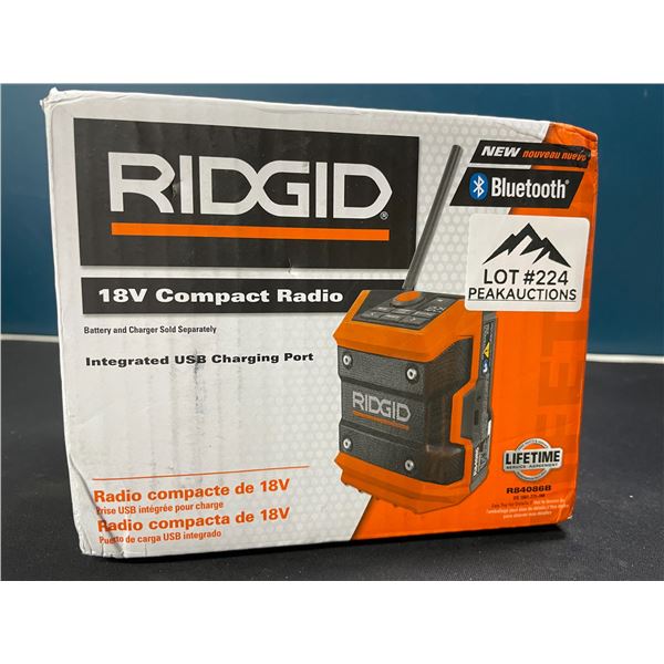 Lot of 1 Rigid 18V Compact Bluetooth Radio w/ USB Charging Port