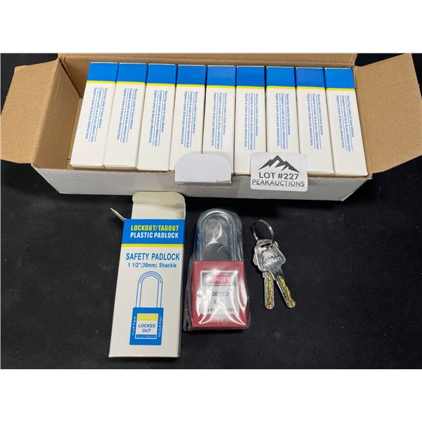 Lot of 1 Box of 1 1/2" Safety Padlocks w/ Keys - 10 Pack