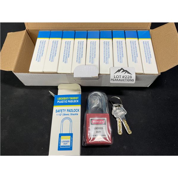 Lot of 1 Box of 1 1/2" Safety Padlocks w/ Keys - 10 Pack