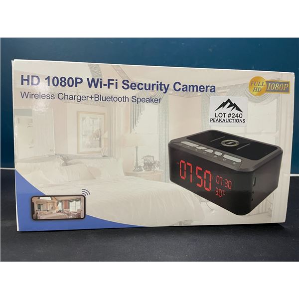 Lot of 1 HD 1080P Wifi Security Camera "Alarm Clock", Wireless Charger, and Bluetooth Speaker