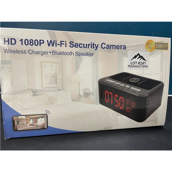 Lot of 1 HD 1080P Wifi Security Camera "Alarm Clock", Wireless Charger, and Bluetooth Speaker