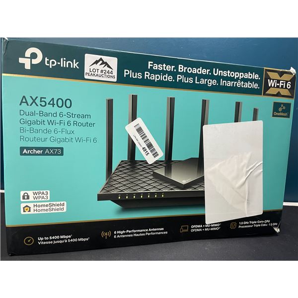 Lot of 1 Tp-Link Archer AX73 AX5400 Dual-Band 6-Stream Gigabit WiFi 6 Router