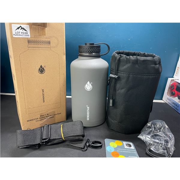 Lot of 1 Sendestar Double Wall Stainless Steel Insulated Water Bottle - Large 1.8L (64oz) - Grey