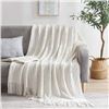 Image 1 : Lot of 1 Molly+Rocky Acrylic Knit Throw Blanket - 60 x 80 inch - White