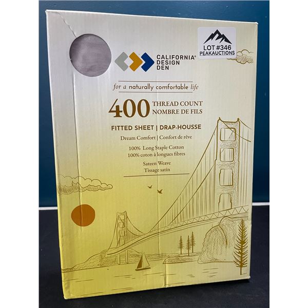 Lot of 1 California Design Den 400 Thread Count Fitted Sheet - Queen Size - Lavender Grey