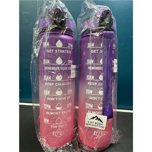 Lot of 2 Motivational Style Water Bottles- 32oz/1L Each