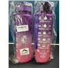 Image 1 : Lot of 2 Motivational Style Water Bottles- 32oz/1L Each