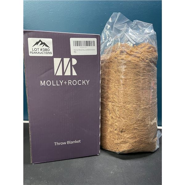Lot of 1 Molly+Rocky Acrylic Knit Throw Blanket - 50 x 60 inch - Almond Colour