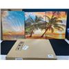 Image 1 : Lot of 2 Sets of 3-Canvas Art Pieces - Beach/Palm Trees