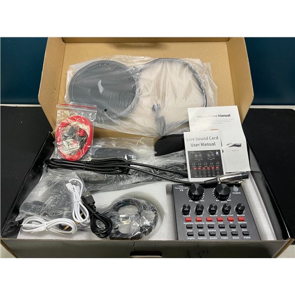 Lot of 1 Professional Condenser Microphone w/ Live Sound Card  - Great for Podcasting/Recording!