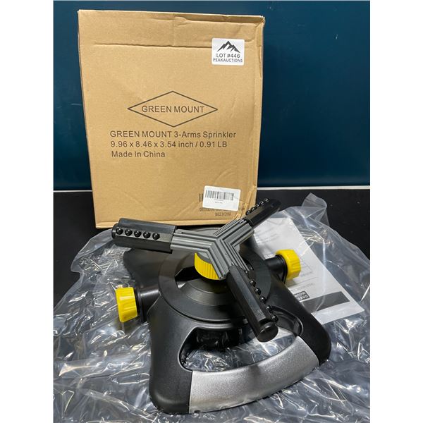 Lot of 1 Green Mount 3-Arms Oscillating 360-Degree Sprinkler for Yard/Garden