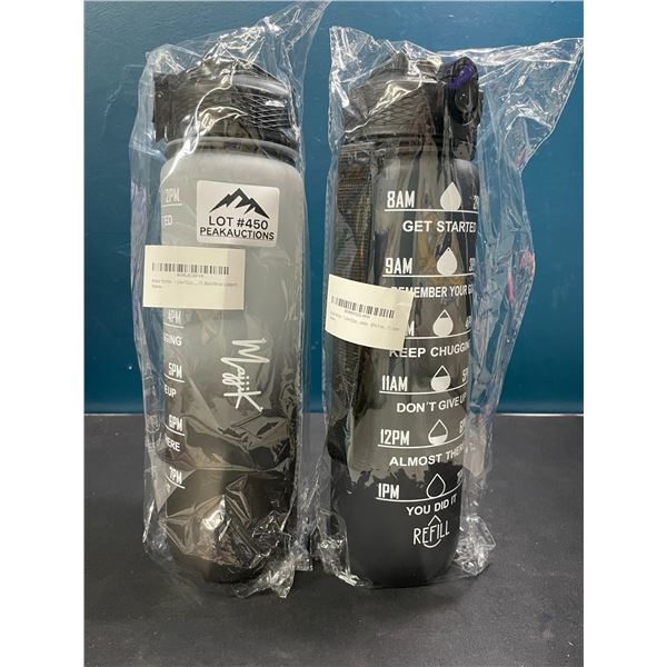 Lot of 2 Motivational Style Water Bottles- 32oz/1L Each