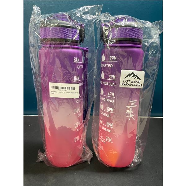 Lot of 2 Motivational Style Water Bottles- 32oz/1L Each