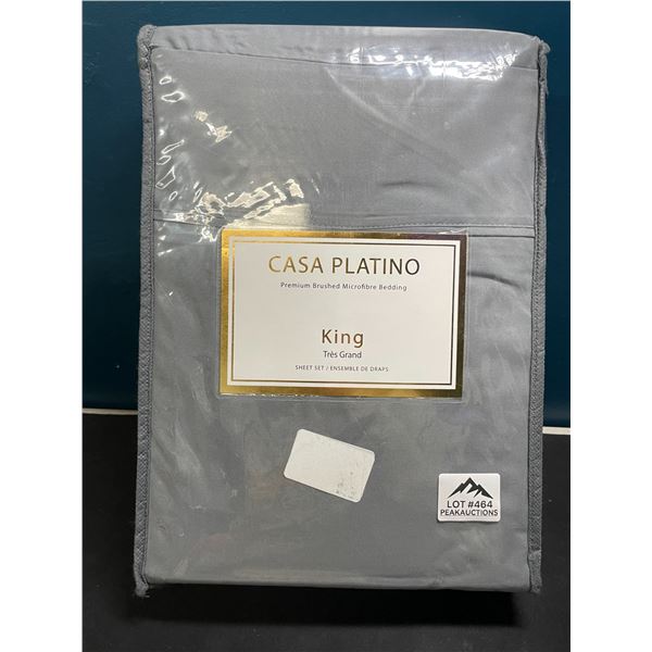 Lot of 1 Casa Platino King Size Premium 4PC Sheet Set - Grey