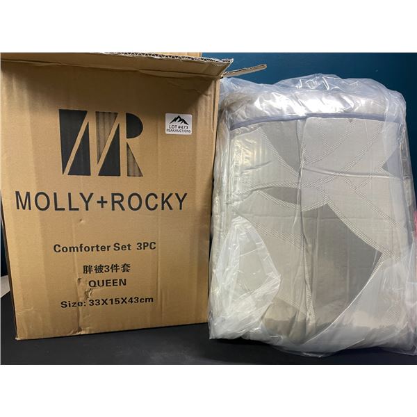 Lot of 1 Molly+Rocky 3PC Queen Size Comforter Set - Camel Colour