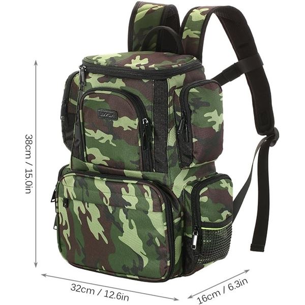 Lot of 1 Lixada Tactical Fishing Backpack/Multifunctional Waterproof Utility Bag - Camo