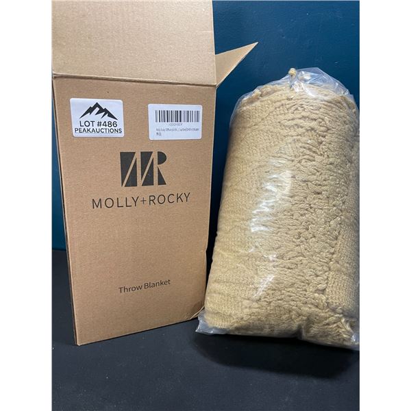 Lot of 1 Molly+Rocky Acrylic Knit Throw Blanket - 50 x 60 inch - Mustard Colour