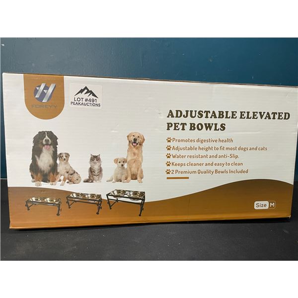 Lot of 1 Set of Adjustable Elevated Pet Food Bowls