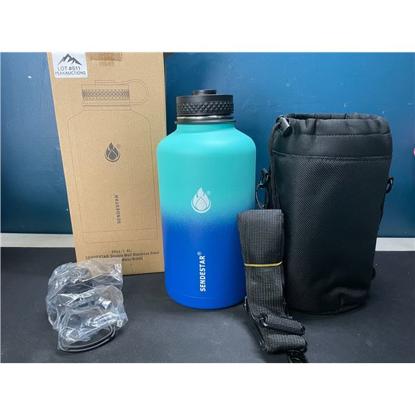 Lot of 1 Sendestar Double Wall Stainless Steel Insulated Water Bottle - 1.8L (64oz) - Blue Ombre