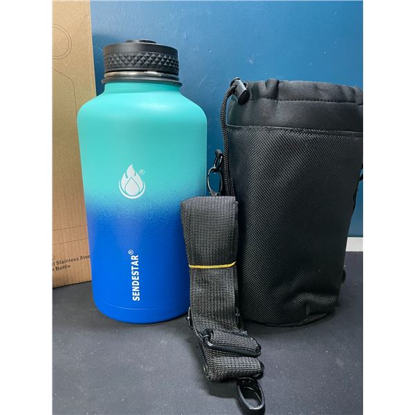 Lot of 1 Sendestar Double Wall Stainless Steel Insulated Water Bottle - 1.8L (64oz) - Blue Ombre