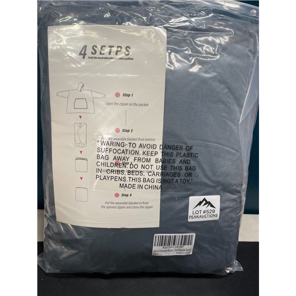 Lot of 1 Wearable Hoodie Blanket/Snuggie - Navy Blue