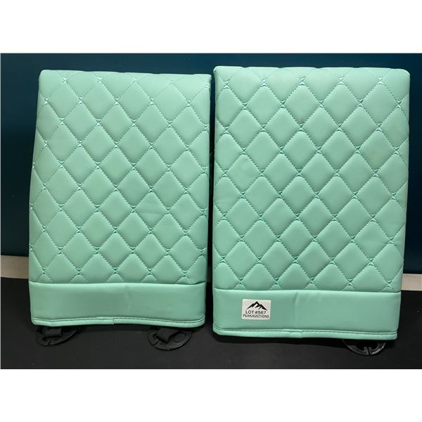 Lot of 2 Car PU Leather Quilted Seat Covers - Teal/Tiffany Blue Colour