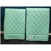 Image 1 : Lot of 2 Car PU Leather Quilted Seat Covers - Teal/Tiffany Blue Colour