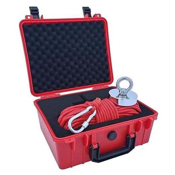 Lot of 1 Fishing Magnet - 750lbs Pulling Force - 65ft Rope - In Hardshell Case - BRAND NEW!