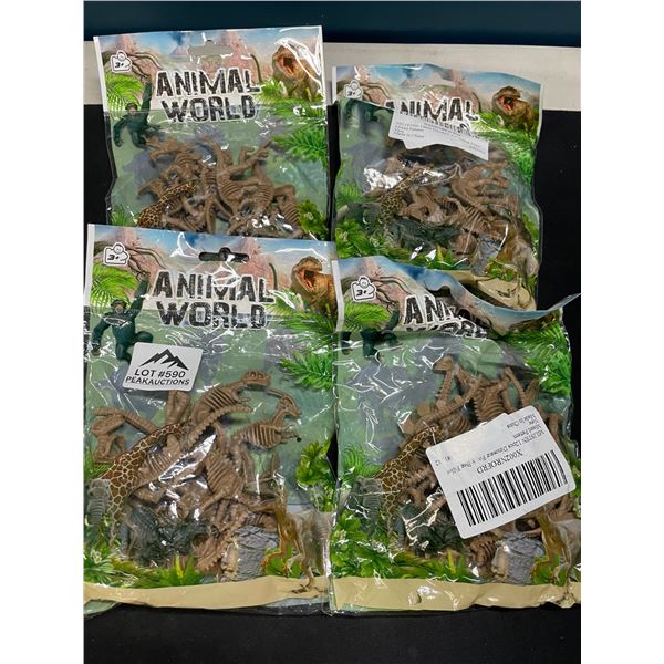 Lot of 4 Packs of Animal World Dinosaur Toy Figures - 12pcs per pack