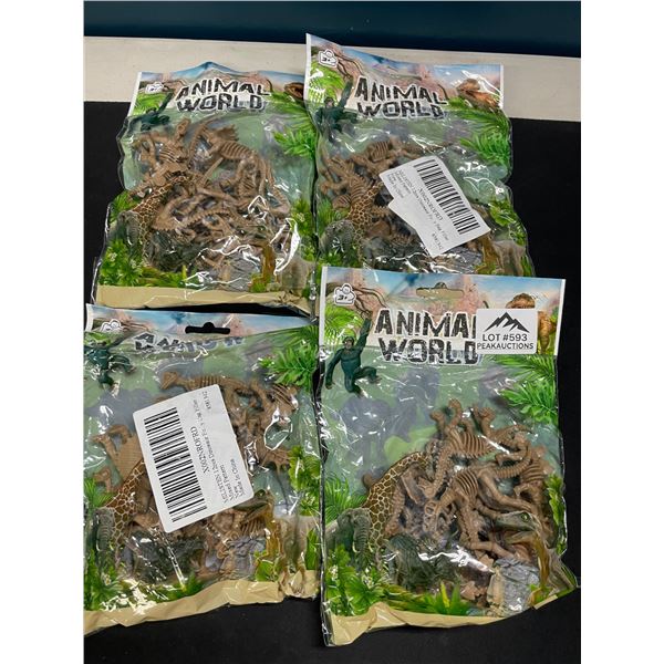 Lot of 4 Packs of Animal World Dinosaur Toy Figures - 12pcs per pack