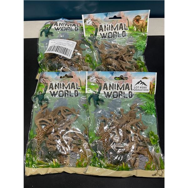 Lot of 4 Packs of Animal World Dinosaur Toy Figures - 12pcs per pack
