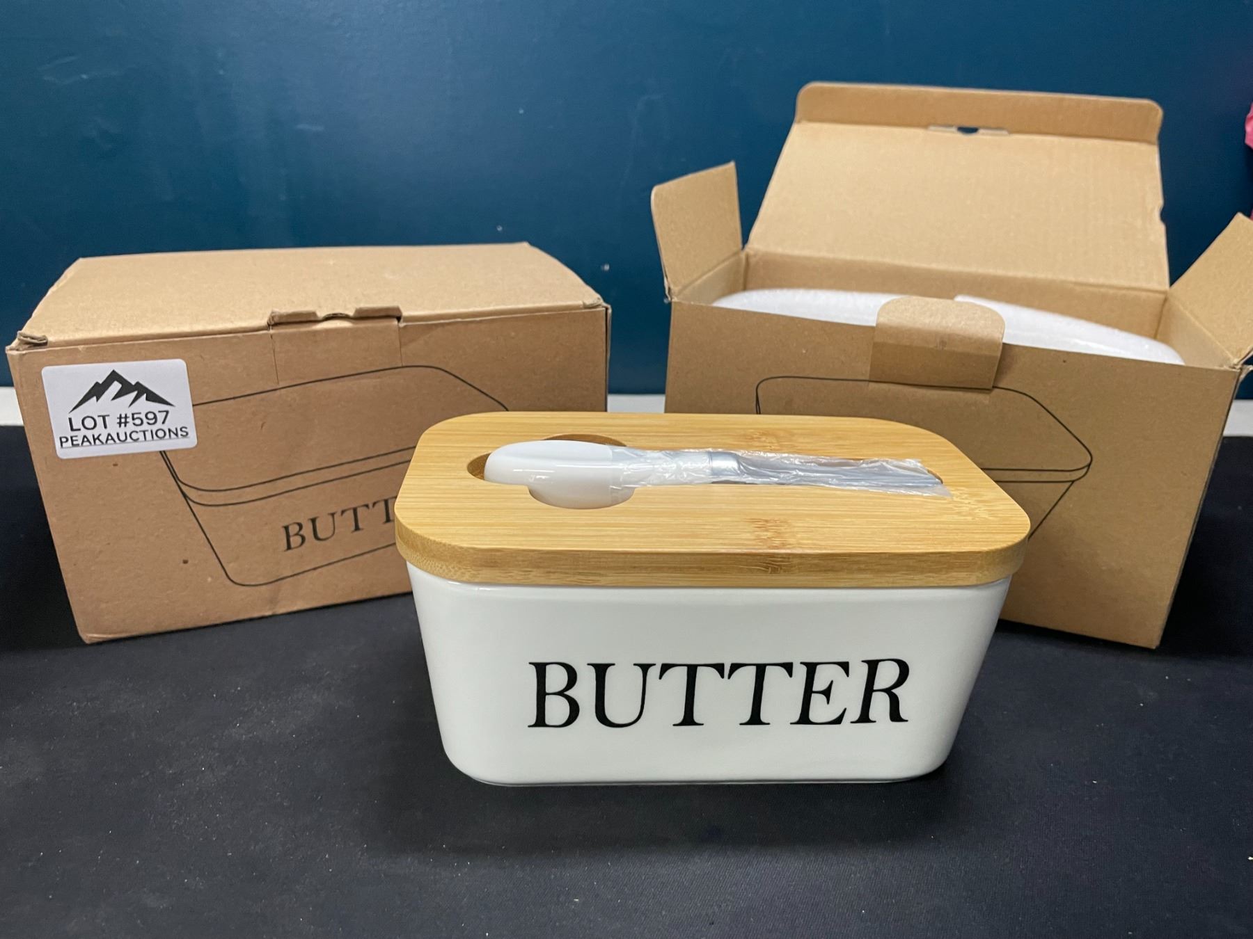 Lot of 2 Ceramic Butter Dishes/Containers w/ Butter Knife