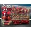 Image 1 : Lot of 1 90PC Red Christmas Balls/Ornament Set