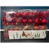 Image 2 : Lot of 1 90PC Red Christmas Balls/Ornament Set