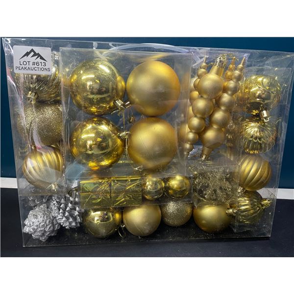 Lot of 1 Box of Gold Christmas Balls/Ornaments Set